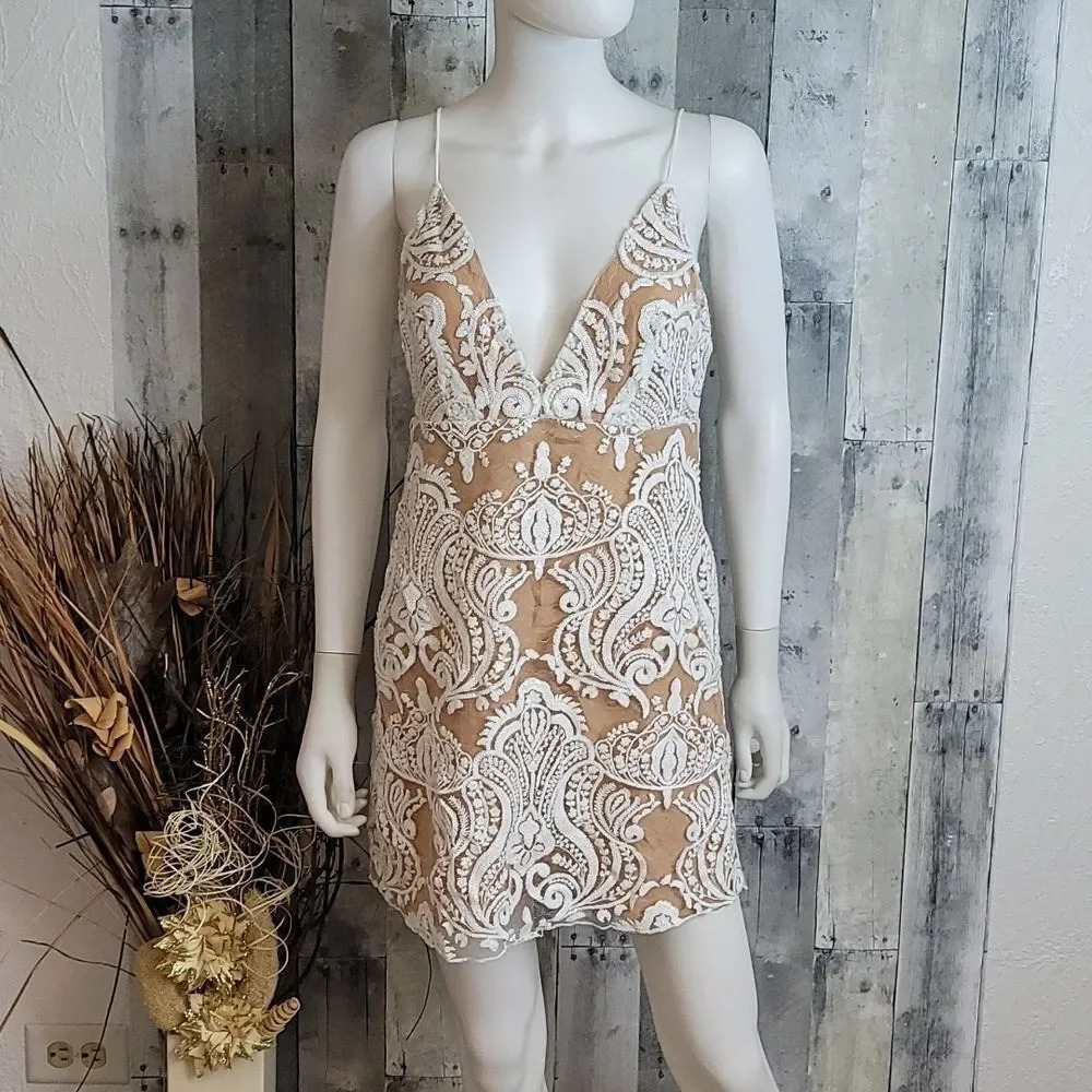 Free People Night Shimmer Minidress in Ivory - Picture 4 of 13